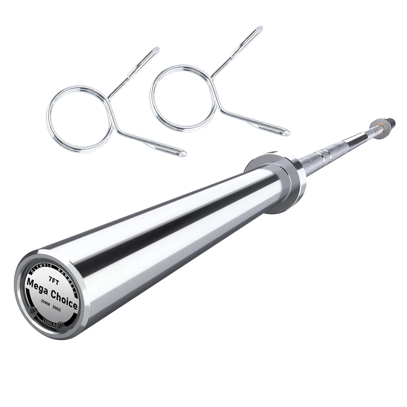 GARVEE 7FT Olympic Barbell Bar with 2 Collars,1500 LB Capacity Weightlifting & Powerlifting Bar,Fits 2-Inch Plates,Strength Training Bench Press Bar for Home Gym,Silver