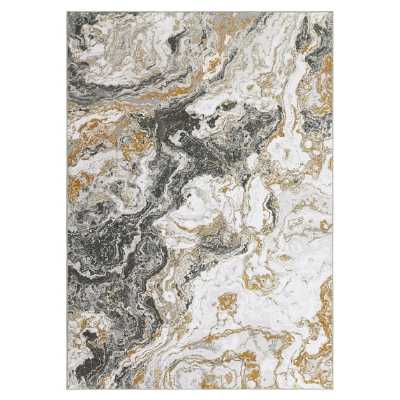 GARVEE 8'x10' Large Abstract Area Rugs,Machine Washable Rug Modern Marble Rug with Non Slip, Low Pile Boho Marble Pattern,Grey