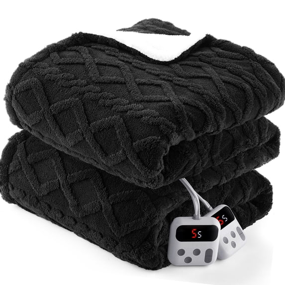 GARVEE Heated Blanket 84"X90" Queen Size Dual Control Electric Blanket with 10 Heating Level & 1-10 Hour Auto Off,Machine Washable,Black