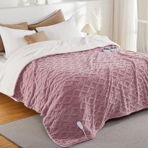 GARVEE Heated Blanket 84"X90" Queen Size Dual Control Electric Blanket with 10 Heating Level & 1-10 Hour Auto Off,Machine Washable,Dusty Pink
