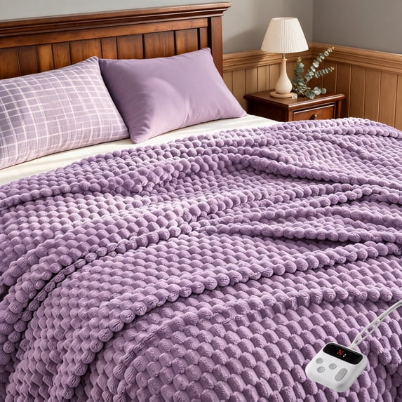 GARVEE Heated Electric Blanket Full Size, 72 x 84 in, 10 Heat Settings, 10 Timer Settings, ETL Certified, Machine Washable, Purple