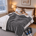 thumbnail image 1 of GARVEE Heated Electric Blanket, King 90"x100", Gray, Dual Control, Fast Heating, 10 Heat Levels, 10-Hour Auto-Off, 3D Jacquard Checkered Flannel Sherpa, 1 of 8