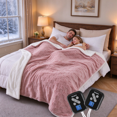 thumbnail image 1 of GARVEE Heated Electric Blanket, King 90"x100", Pink, Dual Control, Fast Heating, 10 Heat Levels, 10-Hour Auto-Off, 3D Jacquard Checkered Flannel Sherpa, 1 of 8
