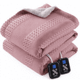 thumbnail image 1 of GARVEE Heated Electric Blanket Queen,Dual Control 90“x84" Soft Waffle Weave Fast Heating Blankets,10 Heating Levels&1-12 Hours Auto Off,Dusty Pink, 1 of 9