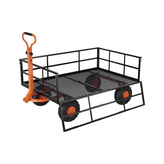 GARVEE Heavy Duty Steel Garden Cart,900lbs Capacity Pullable Garden Wagon with 10" All-Terrain Wheels,for Gardening Soil, Tools, and Plant Transport,Black&Yellow