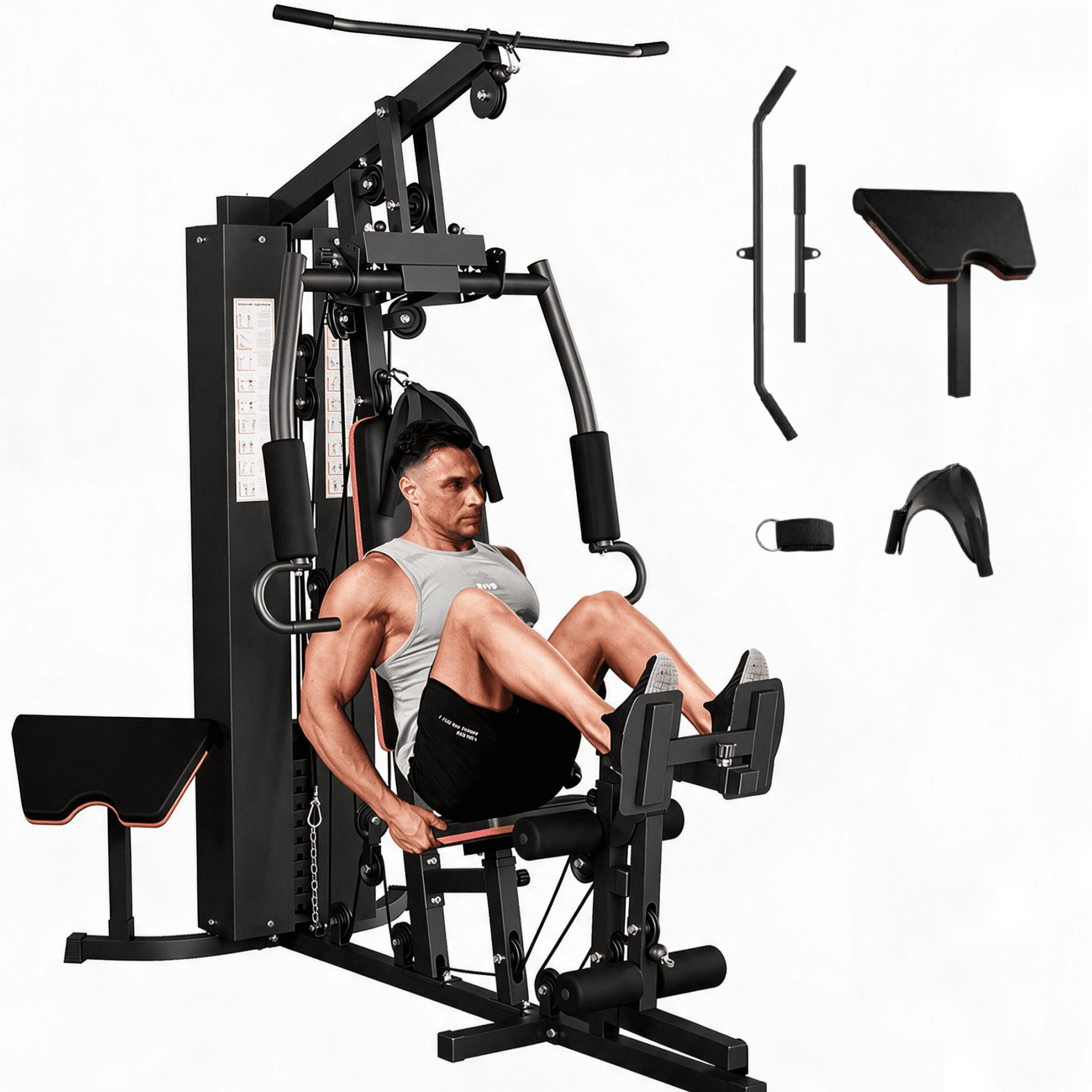 GARVEE Home Gym Station, 150LBS Weight Stack, Multifunctional
