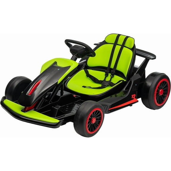 GARVEE Kids Drift Go-Kart, 24V 7AH Battery, 2*150W Motors, Ride On Toy,  Green & Black