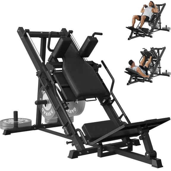 GARVEE Leg Press Hack Squat Machine,Heavy Duty Home Gym Equipment for Lower Body Strength,Full Adjustable Combo with Weight Storage for Fitness & Muscle Training,Black