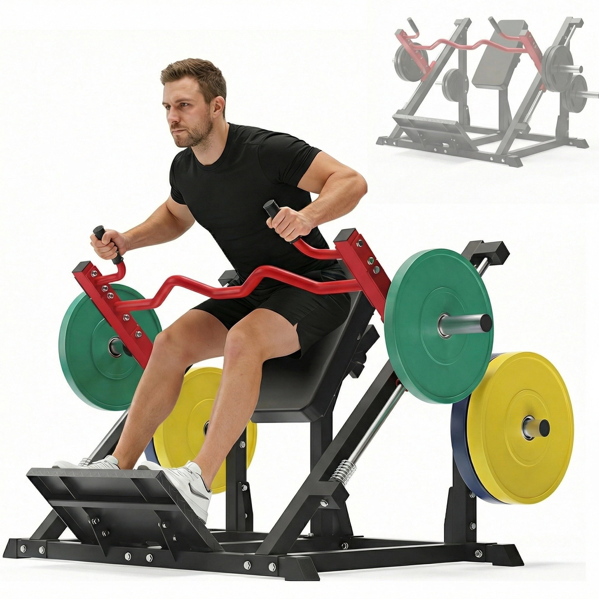 GARVEE Linear Row Machine for Home Gym,Back Rowing Machine with Plate-Loaded Smith Row,Linear Bearing Back Workout Equipment