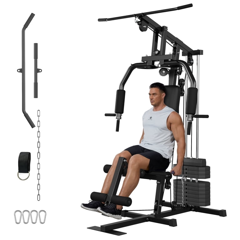 Garvee Multifunctional Home Gym System,Home Gym Station with 100lbs Weight Stack,Exercise Equipment for Full Body Traning with Pulley System