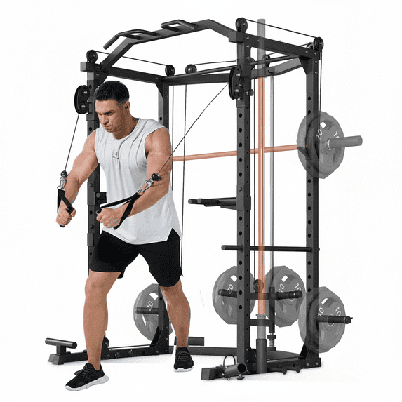 GARVEE Power Cage, Multi-Functional Power Racks for Home Gym with Cable ...