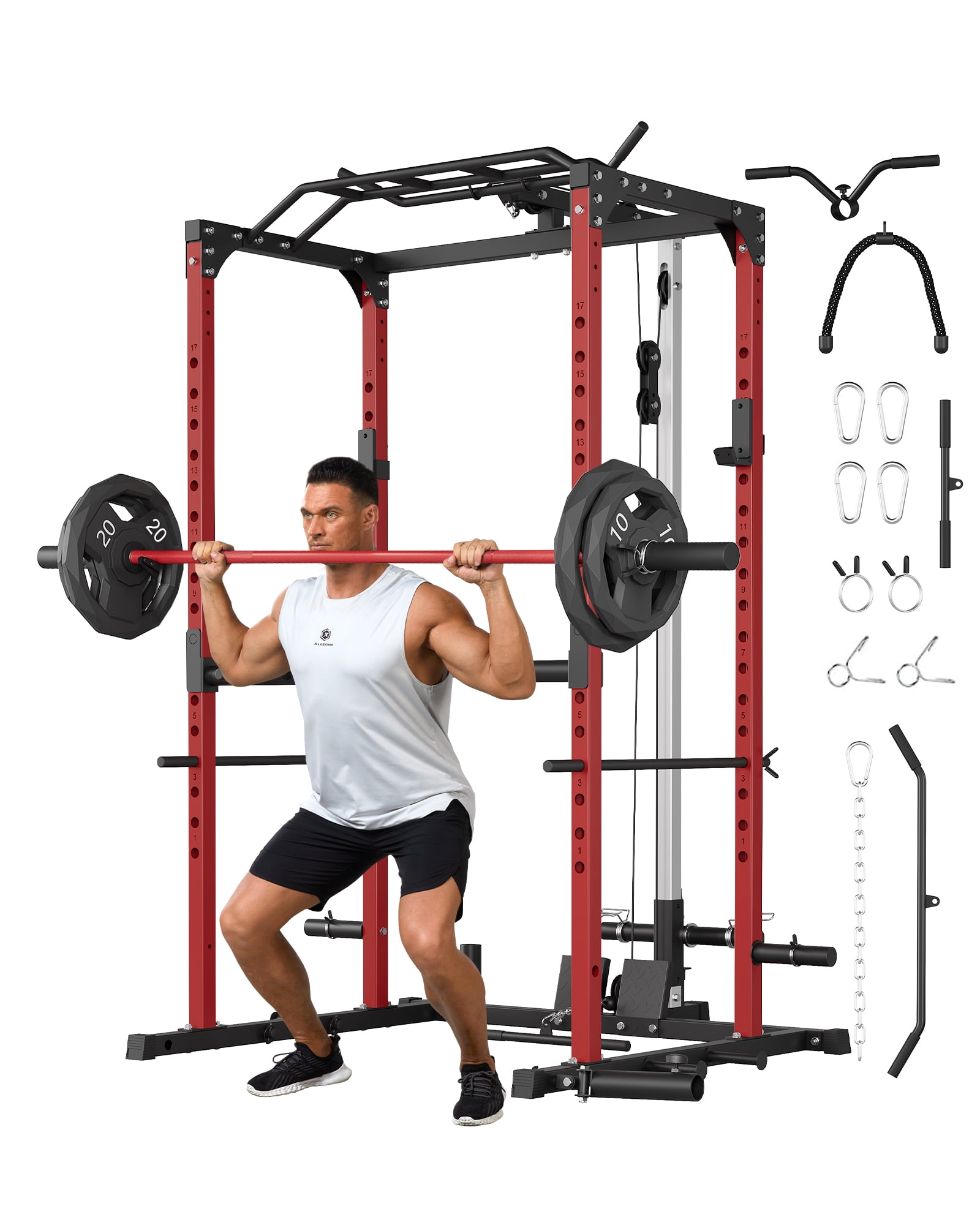 GARVEE Power Rack Cage, 1200lbs Capacity, Multi-Function Squat Rack