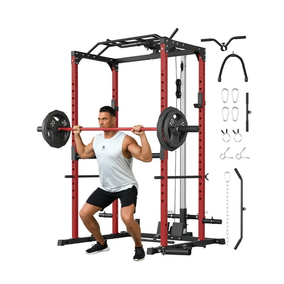 GARVEE Power Rack Cage, 1200lbs Capacity, Multi-Function Squat Rack