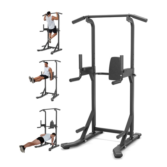GARVEE Adjustable Power Tower Dip Station 5 in 1 Workout Equipment Pull up Bar,450lbs Max Weight Power Rack Push up Resistance Band for Home Gym