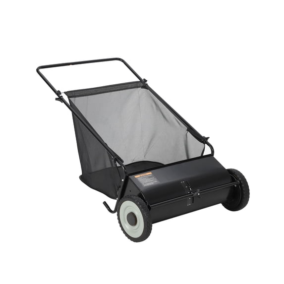 GARVEE Push Lawn Sweeper,21-inch Width Enhanced 4-Brush System Collector for Leaves & Grass,Strong Rubber Wheels & Heavy Duty Thickened Steel & 3.5 Cu. ft Hopper Bag,Black