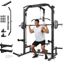 GARVEE Smith Machine with Cable Machine,LAT Pulldown,Pull-Up Bar,Low Row, Landmine & Safety Arms,1000lbs Capacity Power Cage for Full Body Training