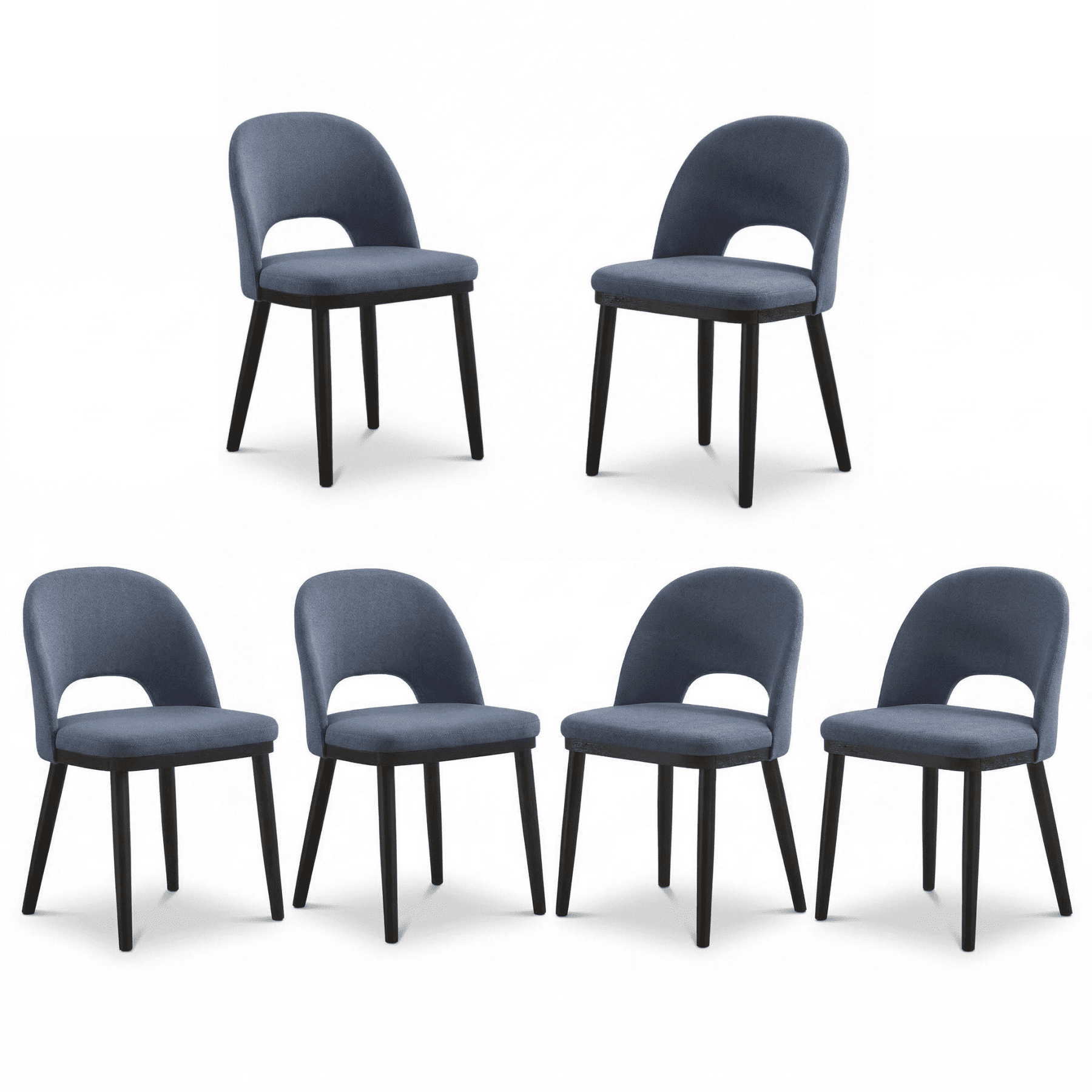 GARVEE Upholstered Dining Chairs Set of 6,Modern Dining Room Kitchen Chairs with High Back & Deep Seat for Vanity,Living Room,Cafe,Blue
