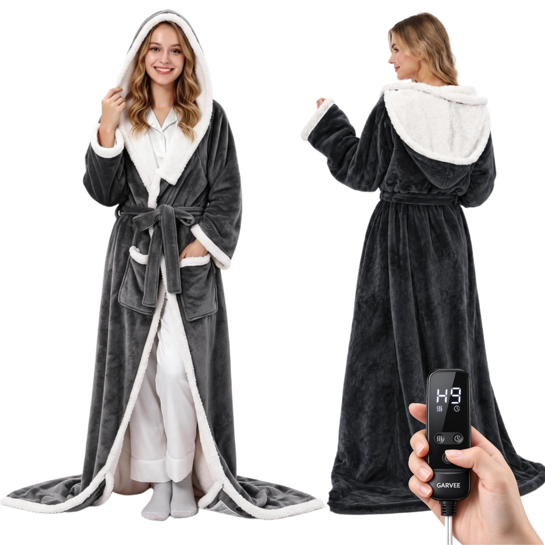 GARVEE Wearable Heated Blanket with Foot Pocket & Sleeves, 10 Heat ...