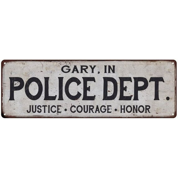 GARY, IN POLICE DEPT. Home Decor Metal Sign Gift 6x18 206180012427