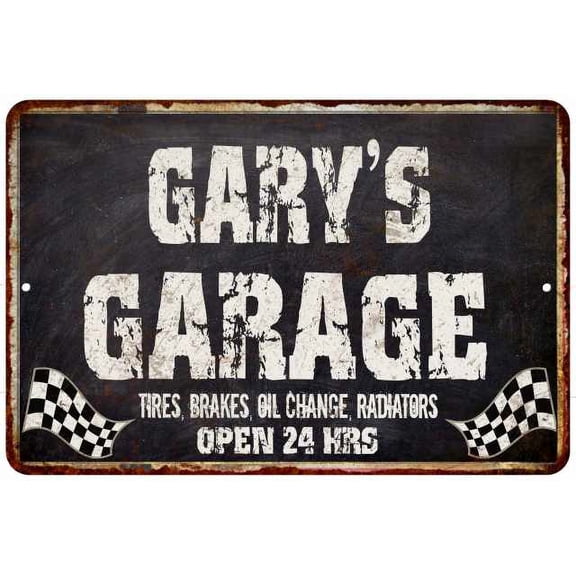 GARY'S Garage Black Grunge Gift Sign 12x18 Decor Gift 112180005059