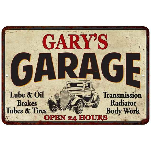 GARY'S Garage Man Cave Metal Sign Decor 8x12 208120014029