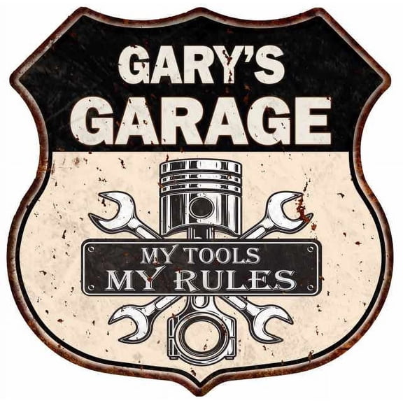 GARY'S Garage My Tools My Rules Sign 12x12 Metal Sign 211110024029