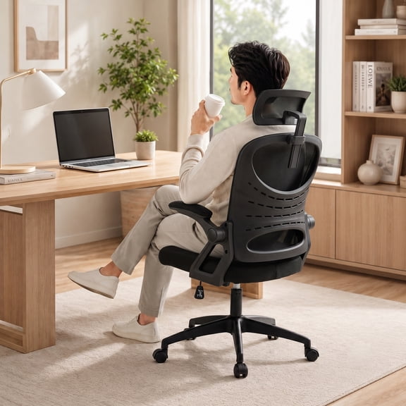 GASEE Ergonomic Office Chair, 400 LBS Computer Chairs with Adjustable Lumbar Support, Breathable Mesh Desk Chair Ergonomic with Thickened Cushion, Comfy Home Office Desk Chair,Black