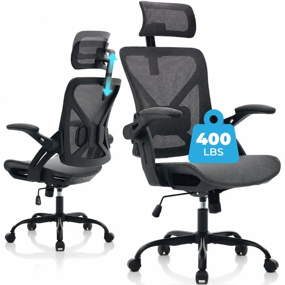 GASEE Ergonomic Office Chair, 400 LBS Computer Chairs with Adjustable Lumbar Support, Breathable Mesh Desk Chair Ergonomic with Thickened Cushion, Comfy Home Office Desk Chair,Black