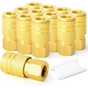 GASHER 12PCS 1 / 4 - مقرنة صناعية من النحاس الأصفر ، 1 / 4 حجم خيوط الإناث من NPT بوصة ، مقرنة هواء سريعة التوصيل