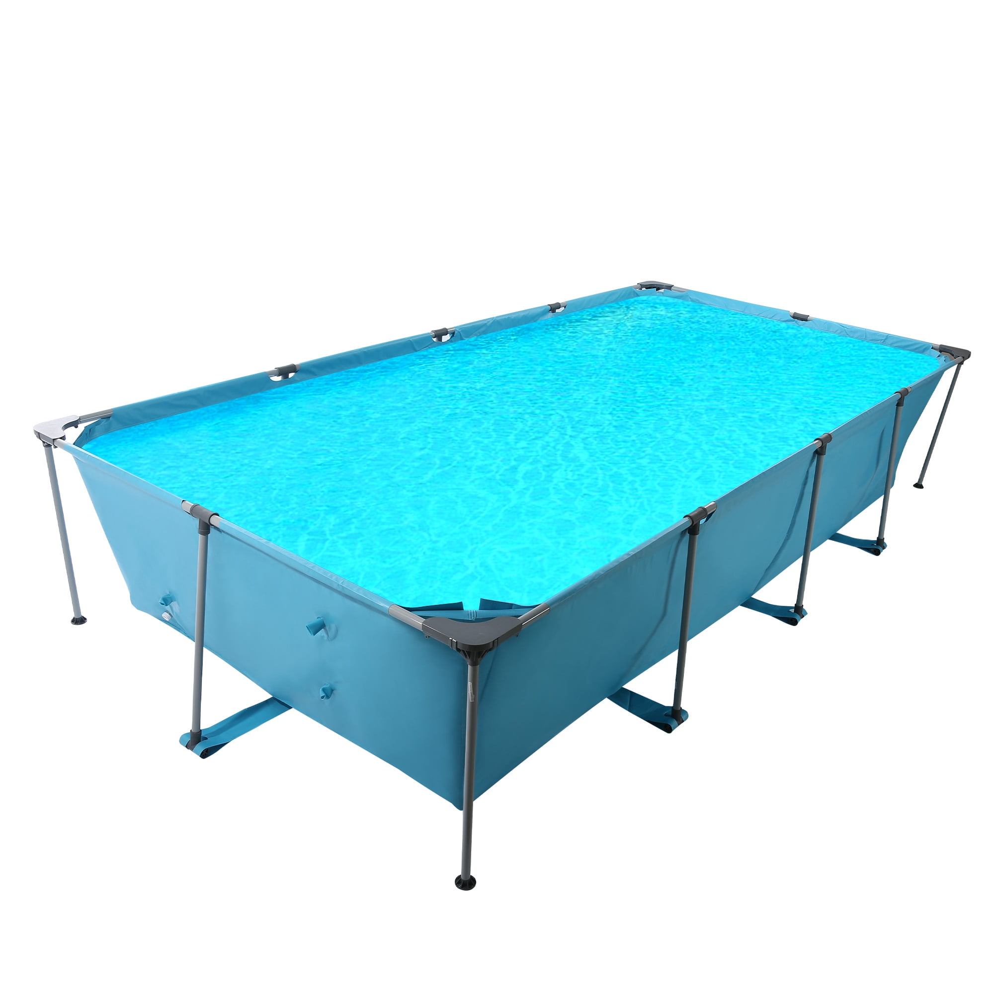 Rectangular Frame Swimming Pool 15FT Metal Frame Outdoor Backyard Above Ground Swimming Pool Family Kids Splash Frame Swimming Pool