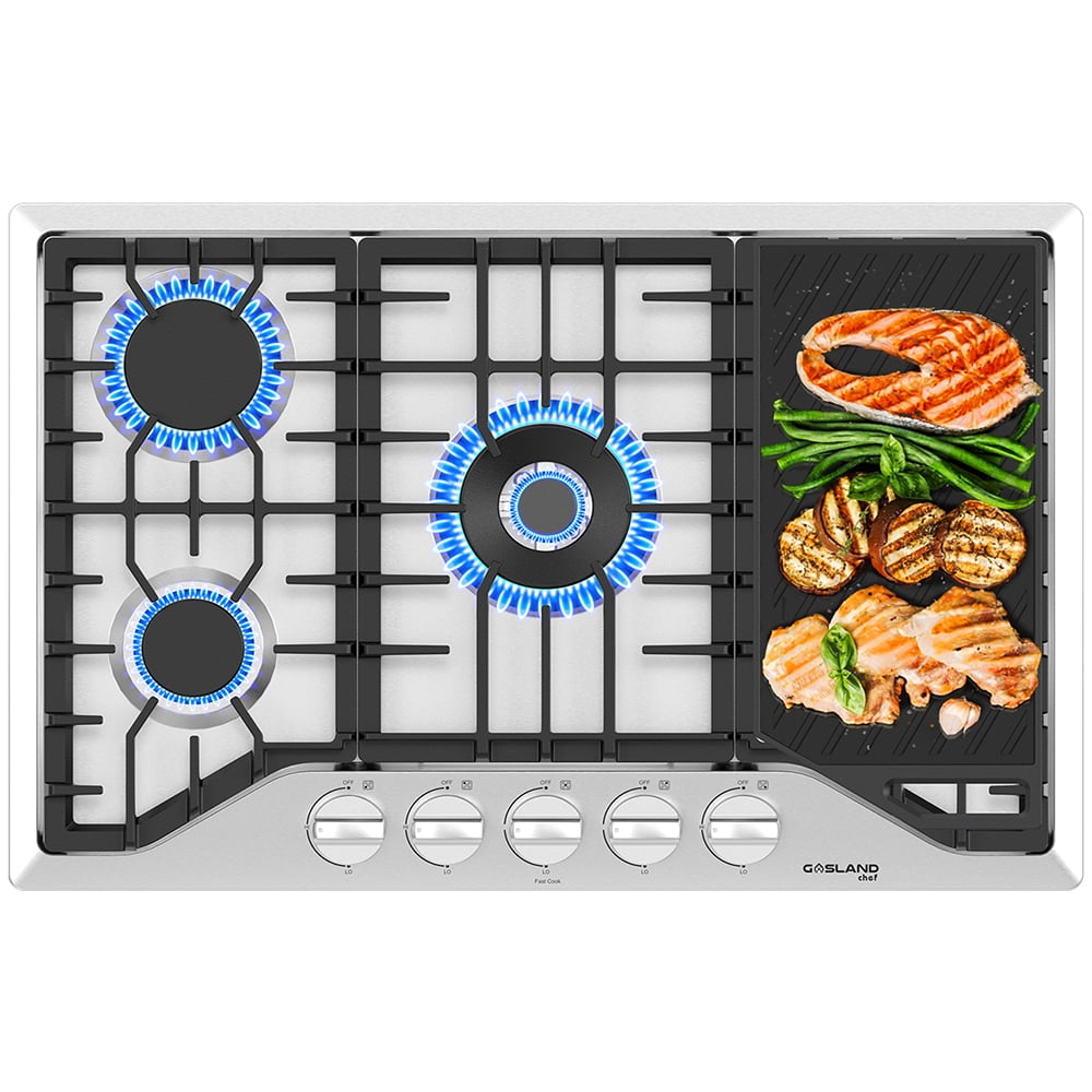 Edge-to-Edge Gas Cooktop with Extra-Large Integrated Reversible