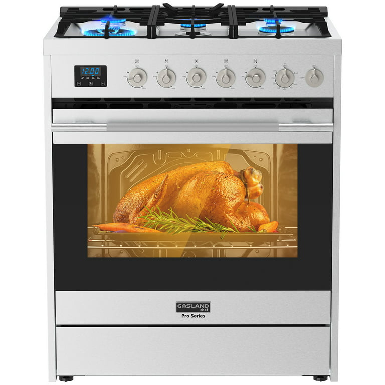 Gasland Chef 30'' Slide-In GAS Range Stove with 5 Burners, 5.0 Cu. ft. Capacity Convection Oven