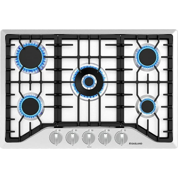 GASLAND 5 Burner Built-in Gas Cooktop, 30" NG/LPG Convertible Gas Stovetop, Stainless Steel