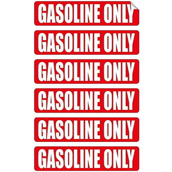 GASOLINE ONLY Automotive Fuel Decals | Gas Can Stickers | Truck Labels | Red Vinyl Markers (6-pack) | Each Decal Measures 3/4" x 3-1/4"