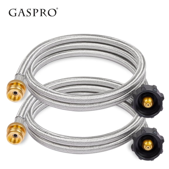 GASPRO Propane Hose Adapter with 5FT Braided Hose, Converts 1 lb to 20 lb Cylinders, Fits Coleman Stoves, Blackstone 17" & 22" Griddle, Weber Q Grills & Buddy Heaters, 2 Pack
