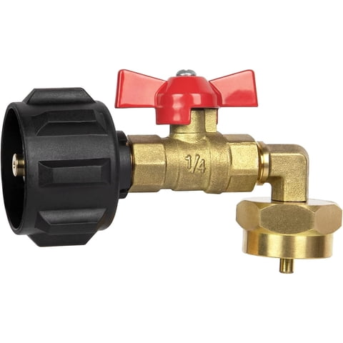 GASPRO Upgraded Propane Refill Adapter with Valve for 1 to 20 lb Tank Grill with 90-Degree Elbow Design