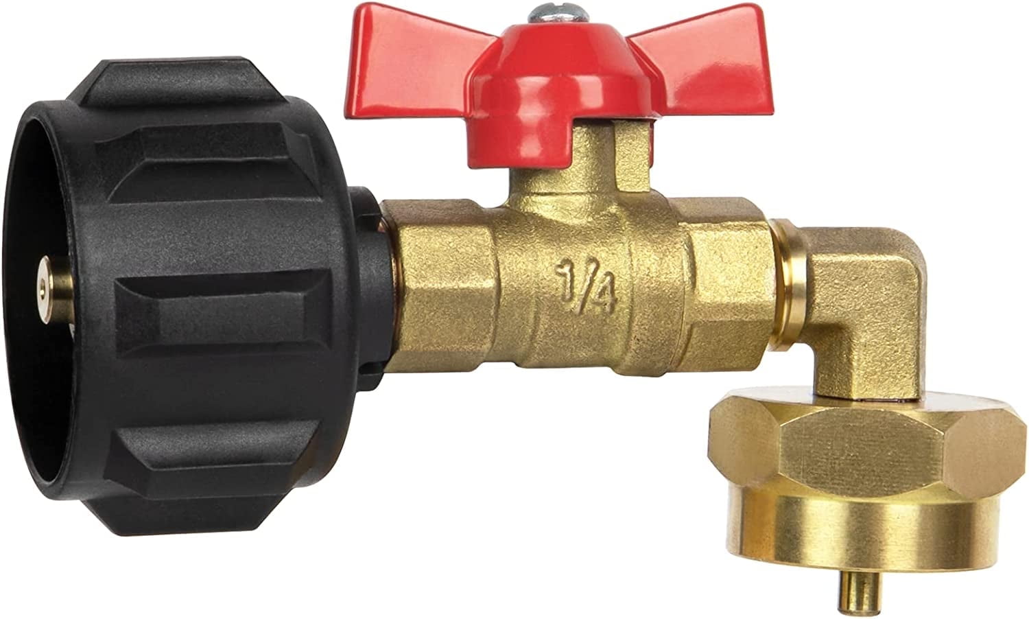 Solid Brass Propane Refill Adapter with Valve, 1 lb Bottles from 20 lb ...