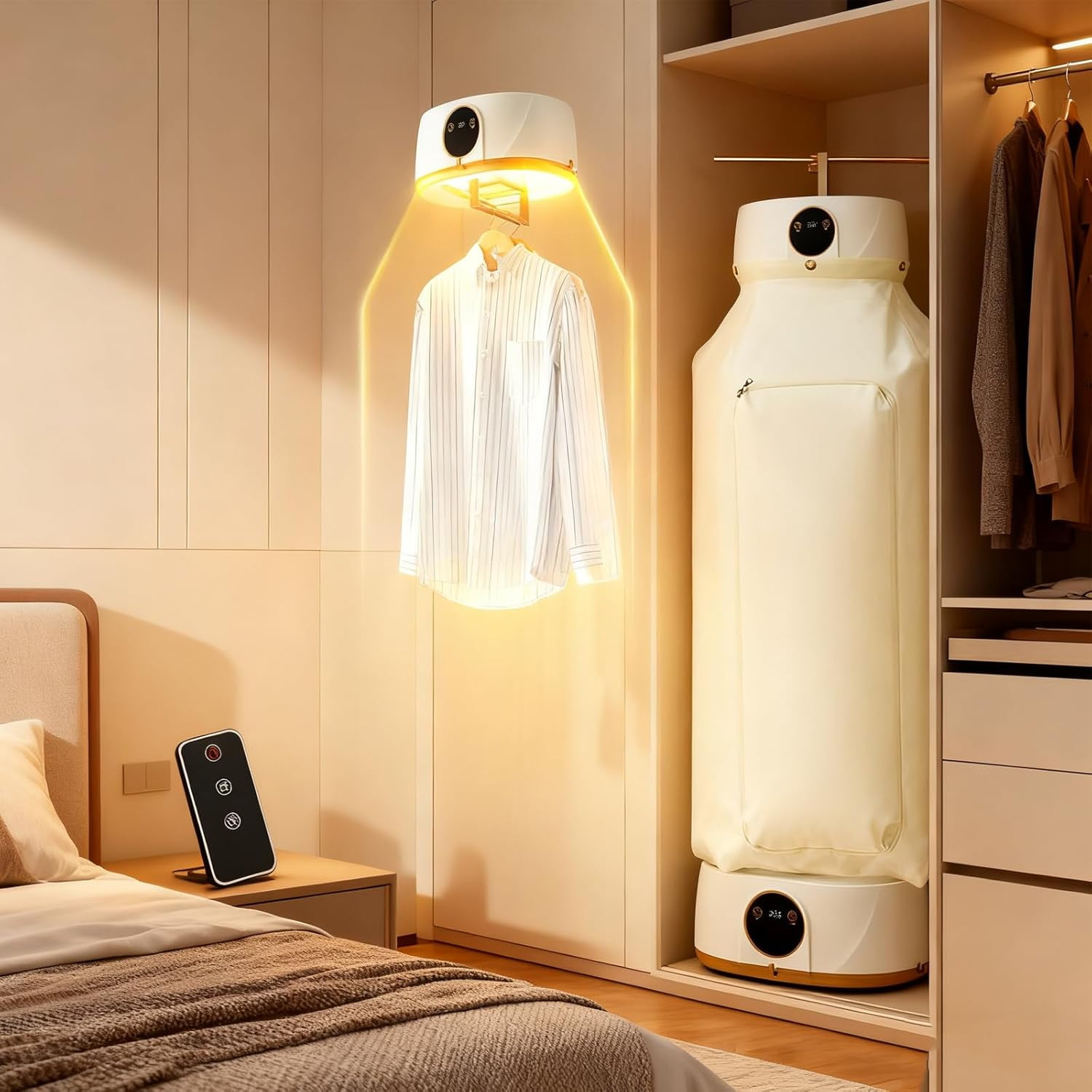 GASRANW Upgraded Automatic Ironing Machine & Portable Clothes Dryer, Wireless Vertical Steam Closet for Home Use, Travel, Apartments – Fast Drying, Hands-Free Garment Steamer and Folding System
