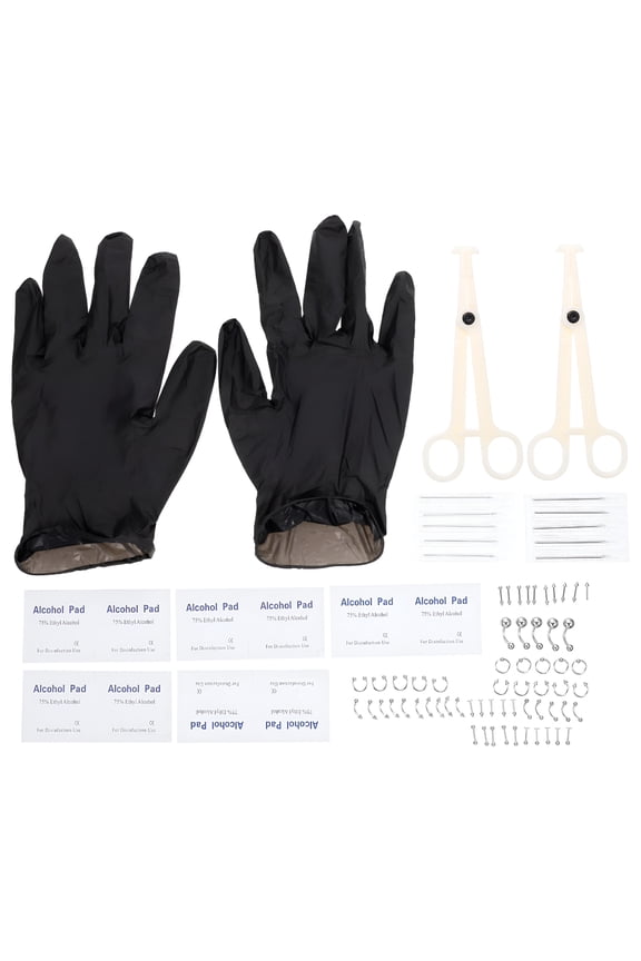 1 Set of Body Piercing Rings Kit Sterile Self Piercing Tools Stud Piercing Accessories