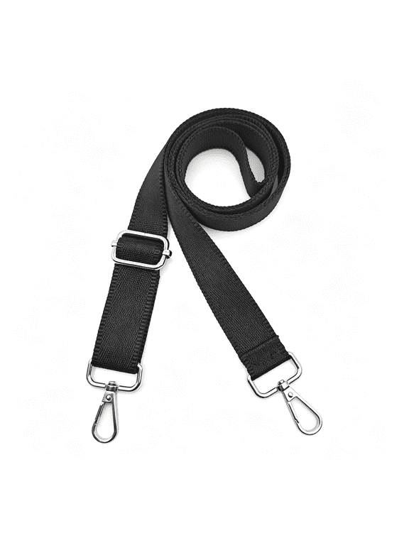 1" Wide Purse Straps Replacement Crossbody Bags Shoulder Guitar Strap for Handbags Sports Laptop Duffel Canvas Camera Bag-Black Belt,Silver Clips