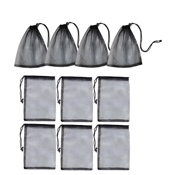 GASTROPOD 10 Pieces Mesh Drawstring Bag, Mesh Bags Multi-Purpose Net Bag with Cord Lock Closure for Home Kitchen Laundry Travel Camping Outdoor (24 32 cm, Black)