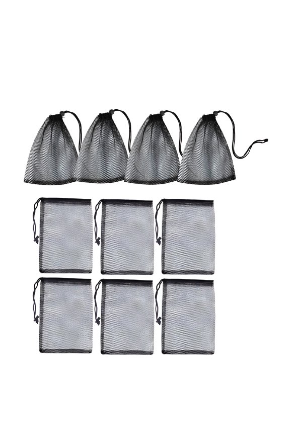10 Pieces Mesh Drawstring Bag, Mesh Bags Multi-Purpose Net Bag with Cord Lock Closure for Home Kitchen Laundry Travel Camping Outdoor (24 32 cm, Black)