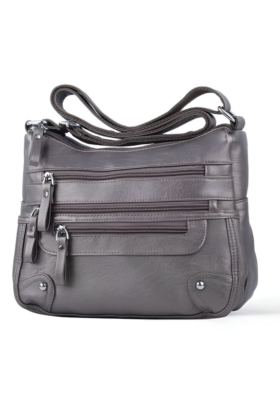 10 Pockets Crossbody Purses for Women Medium Pocketbooks Lightweight Ladies Satchel Bag Multi Pocket Shoulder Handbag Pocketbooks for Women