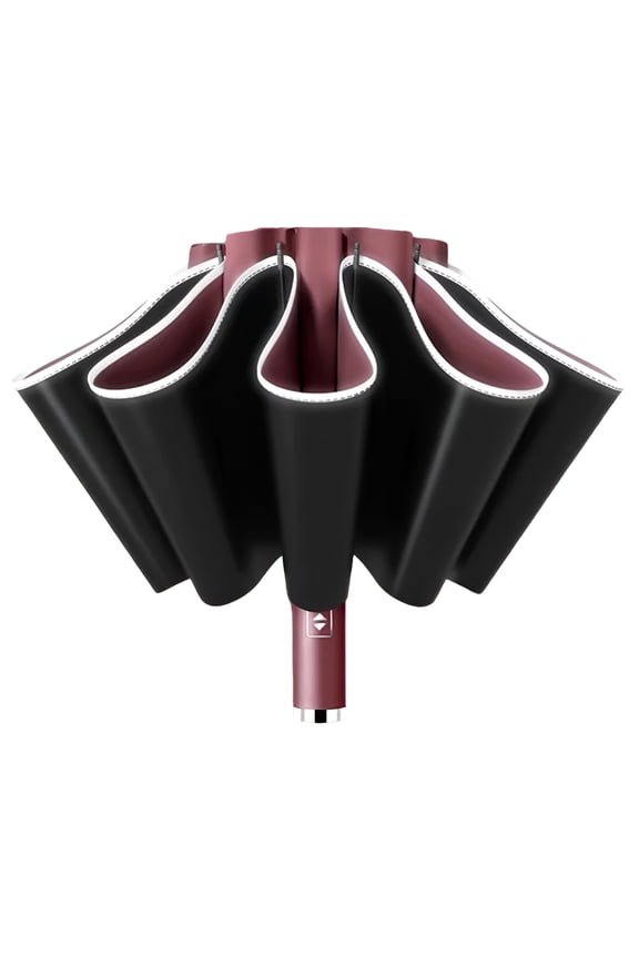 2026 New 10 Ribs Fully Automatic Uv Umbrella Reflective Stripe Large Reverse Umbrellas for Rain Sun Heat Insulation Parasol Big Umbrellas for Rain Wine Red