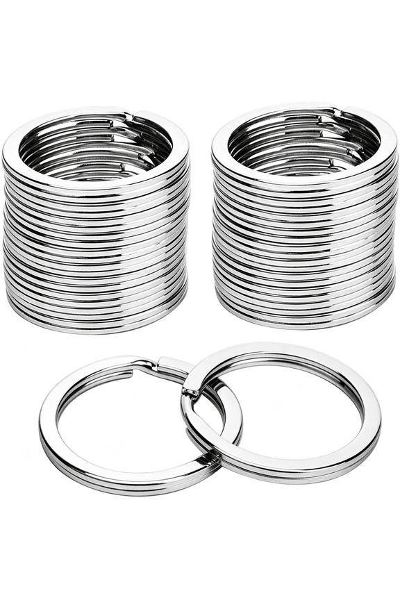 100-Pack 1 Inch Metal Key Rings(25Mm)-Silver Split Keychain Rings for Keys,Diy Crafts,Home,Car&Office Accessories-Durable Nickel Flat Keyrings Bulk