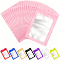 thumbnail image 1 of GASTROPOD 100 Pcs Pink Resealable Mylar Bags with Zipper and Frosted Clear Window Smell Proof Packaging Bags Foil Pouch Zip Bag for Food Self Sealing Storage Supplies 3.14X5.11, 1 of 6