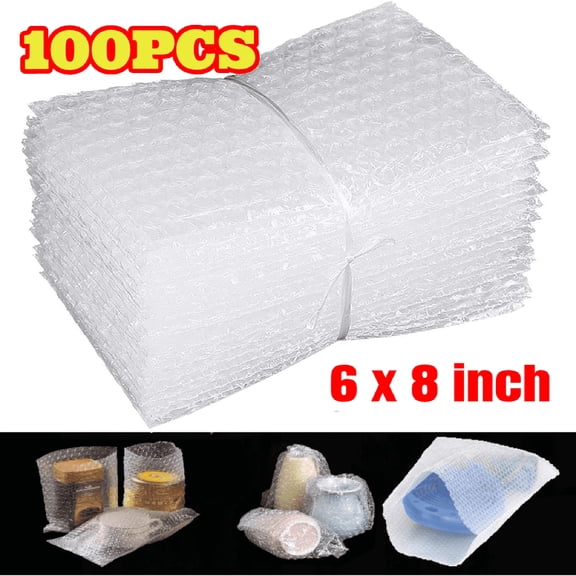GASTROPOD 100Pcs 6 X 8 Inch Bubble Bags,Double-Side Premium Bubble Wrap for Packing,Bubble Pouches Wrap Cushioning Packaging Bags for Moving,Shipping,Storage