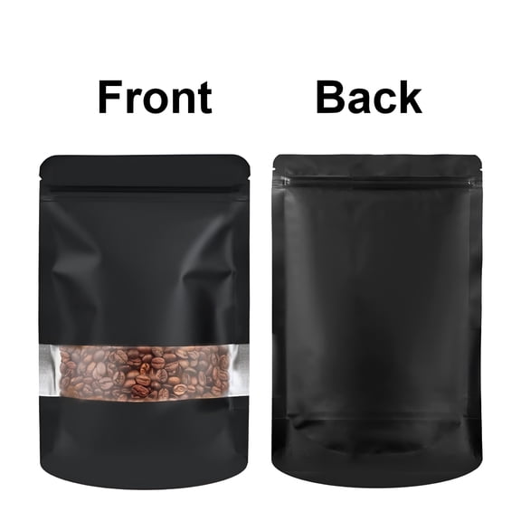 GASTROPOD 100Pcs Stand Up Mylar Foil Bags 3.5x5 Inch, Smell Proof Resealable Zip Pouches with Matte Window, Black Food Storage Packaging for Non-Perishables