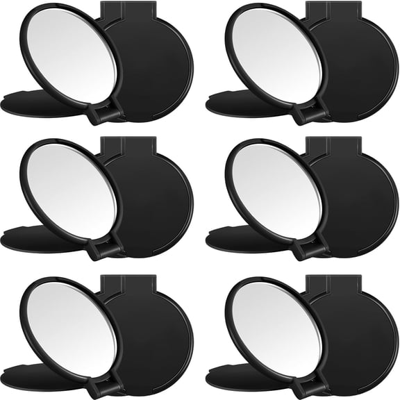 GASTROPOD 12 Pieces Compact Mirrors Bulk,Mini Folding Pocket Mirrors for Purse,Small Portable Makeup Stuffs for Travel,Girls,Party Favors,Wedding Birthday Goodie Bags (Black)