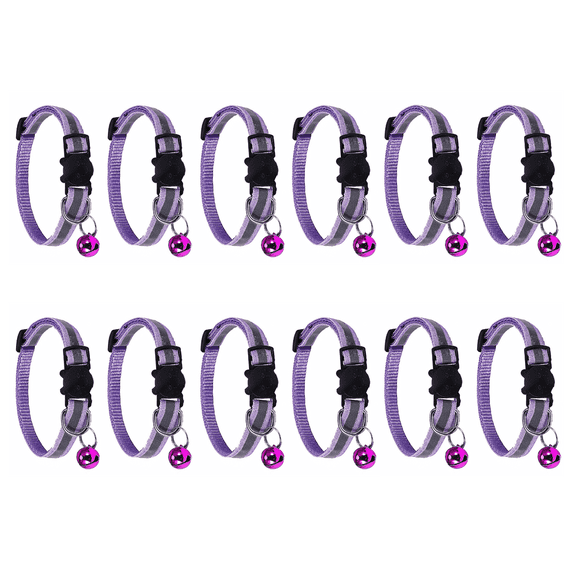 GASTROPOD 12Pcs Cat Collar,Whimsical Breakaway Cat Collar with Cheerful Bells,Reflective Kitten Collar for Secure Visibility,Adjustable Cat Collars for Small Pets